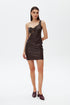 Bistre cut out vegan leather mini dress